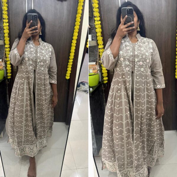 Chocolate Mull Cotton Western Party Two Piece Kurta Set