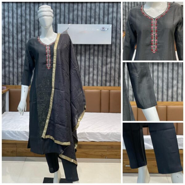 Black Embroidered Kurta Set