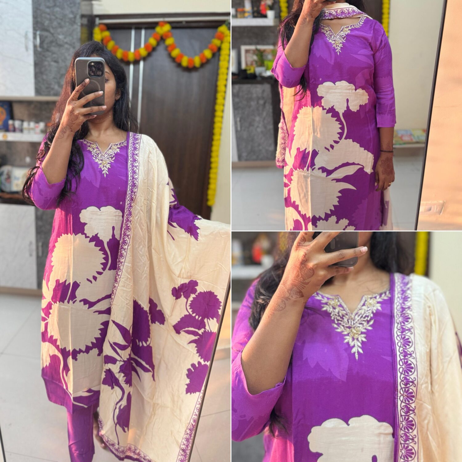 Purple Maslin Kurta With Maslin Dupatta Kurta Set