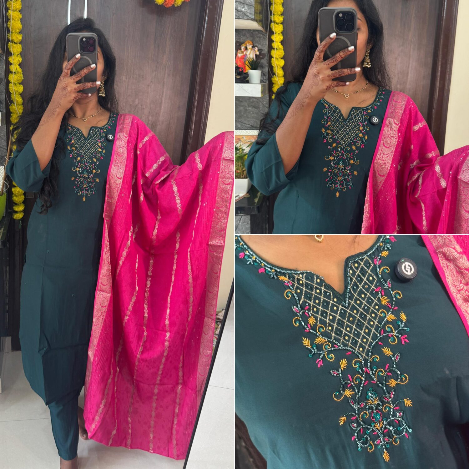 Handwork Design With Contrast Duppata