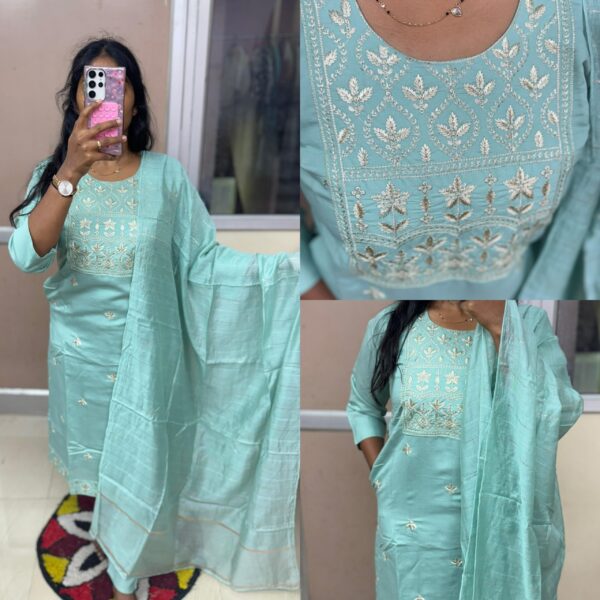 Sea Green Elegant Embroidered Kurta Set