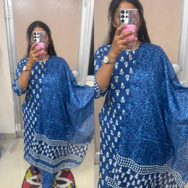 Blue Cotton Kurta Set