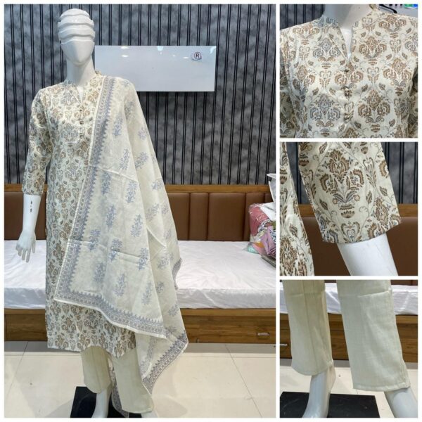 Pure Cotton 60* 60 Grey Printed Kurta Set - L-40