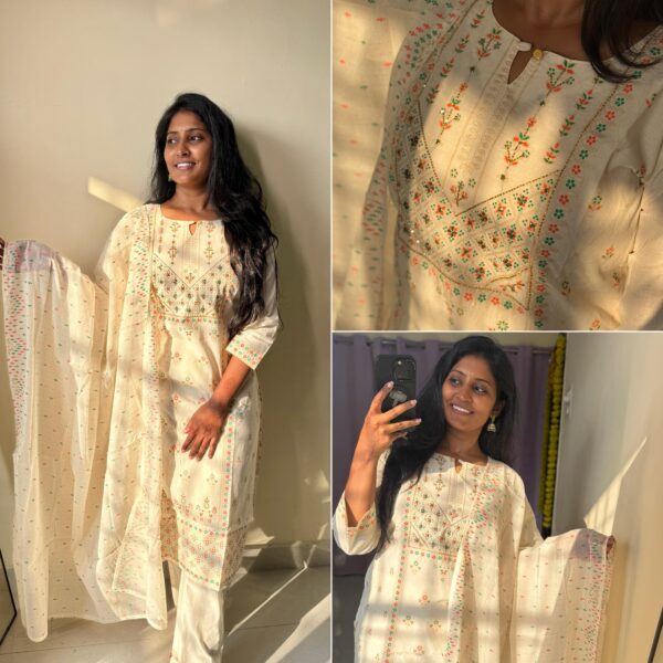Cream Pure Cotton 60x60 Kurta Suit Set