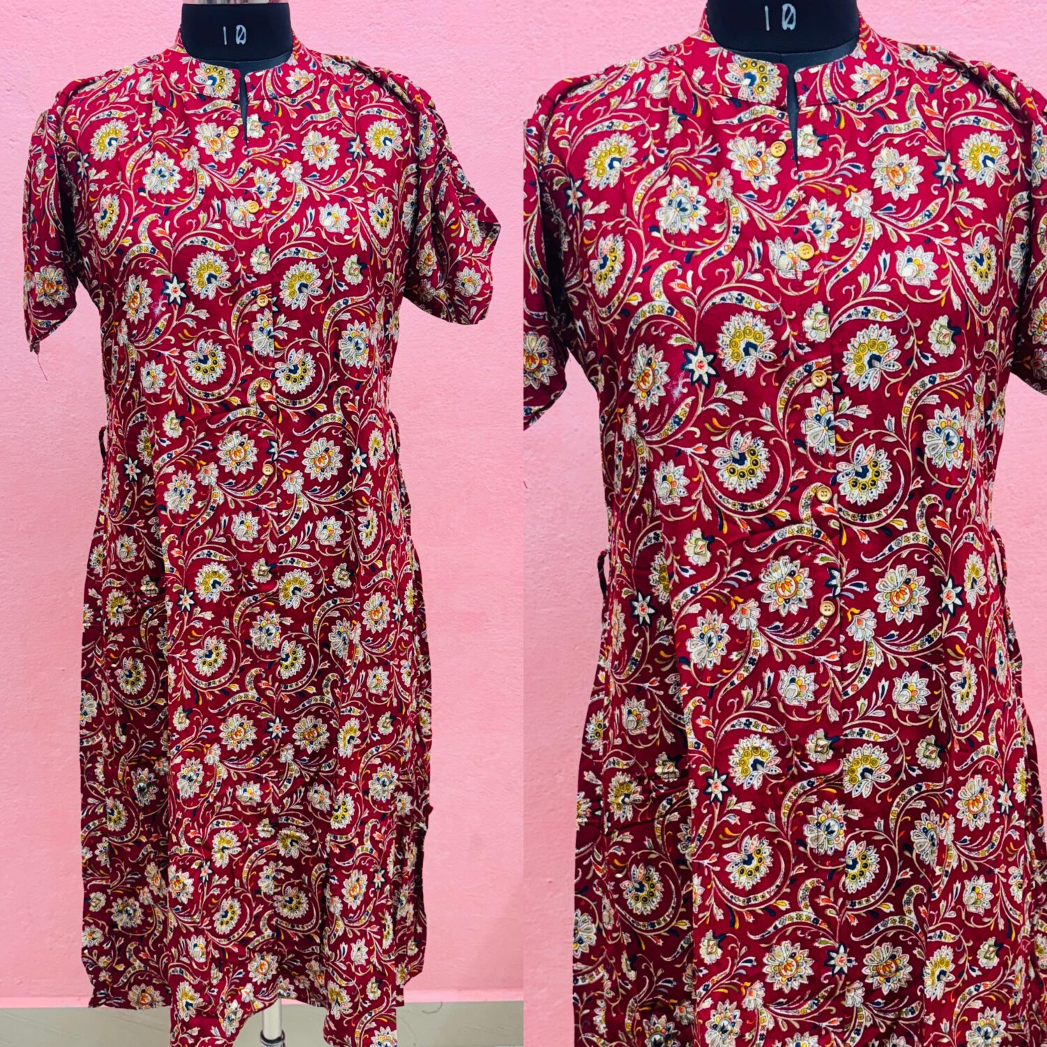 Maroon Floral Print Kurta