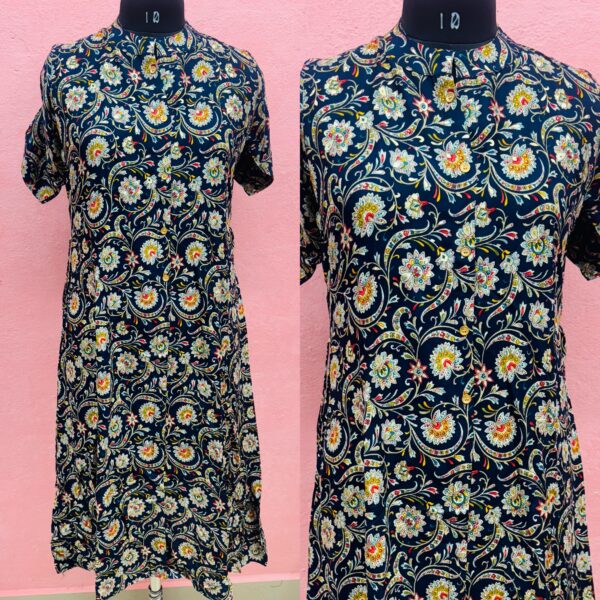Blue Floral Printed Kurta