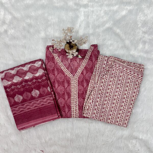 Elegant pink and white Cotton Kurta Set