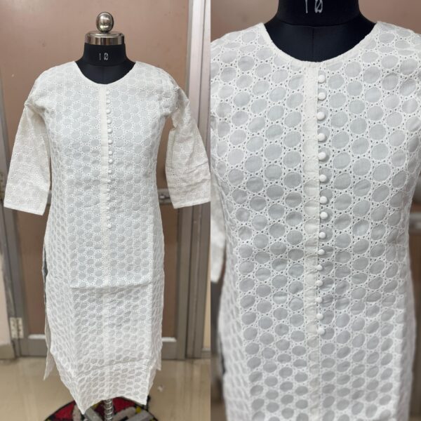 White Chikanakari Work Kurta