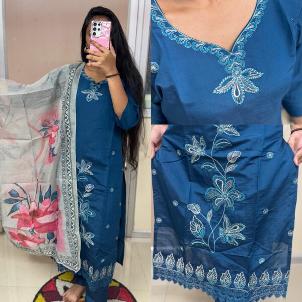Blue Embroidered Kurta Set