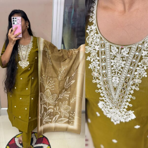 Mehandi Green Romansilk Kurta set
