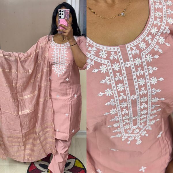 Coral Embroidered Kurta Set