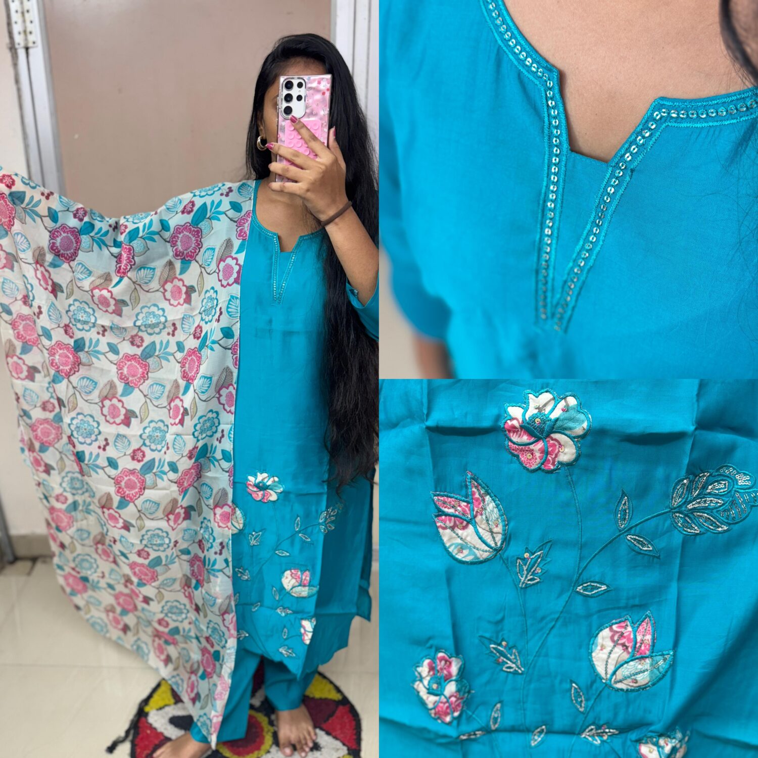 Peacock Kurta set with Print Dupatta