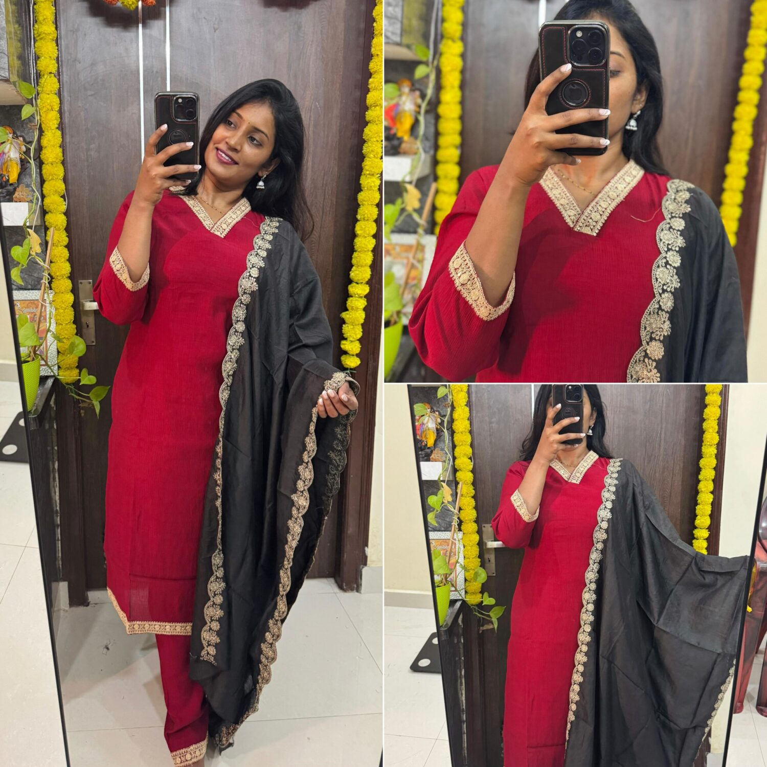 Red Richi Rich Top With Rinkel Heavy Chanderi Dupatta Kurta Set
