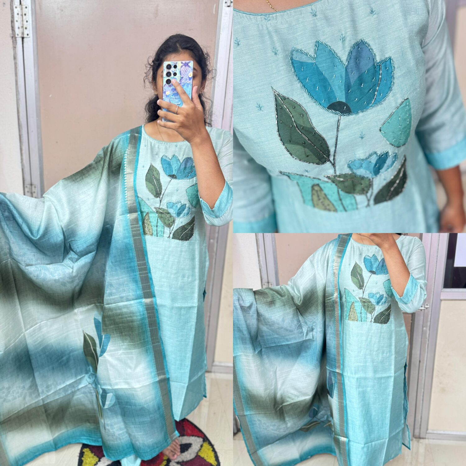 Sea Breeze Handwork Kurta Set – (Prefer Next Size)