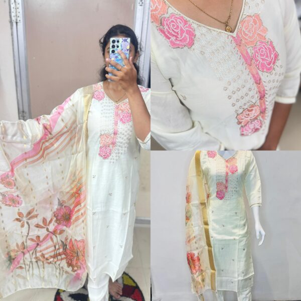 White Partywear Heavy Printed Dupatta (Prefer Next Size)