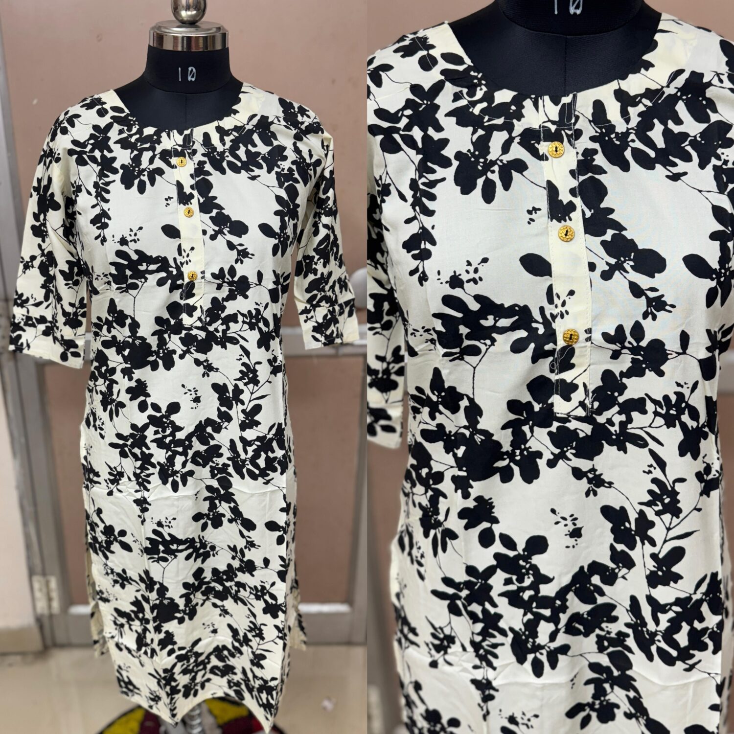 Casual Black and White Kurta