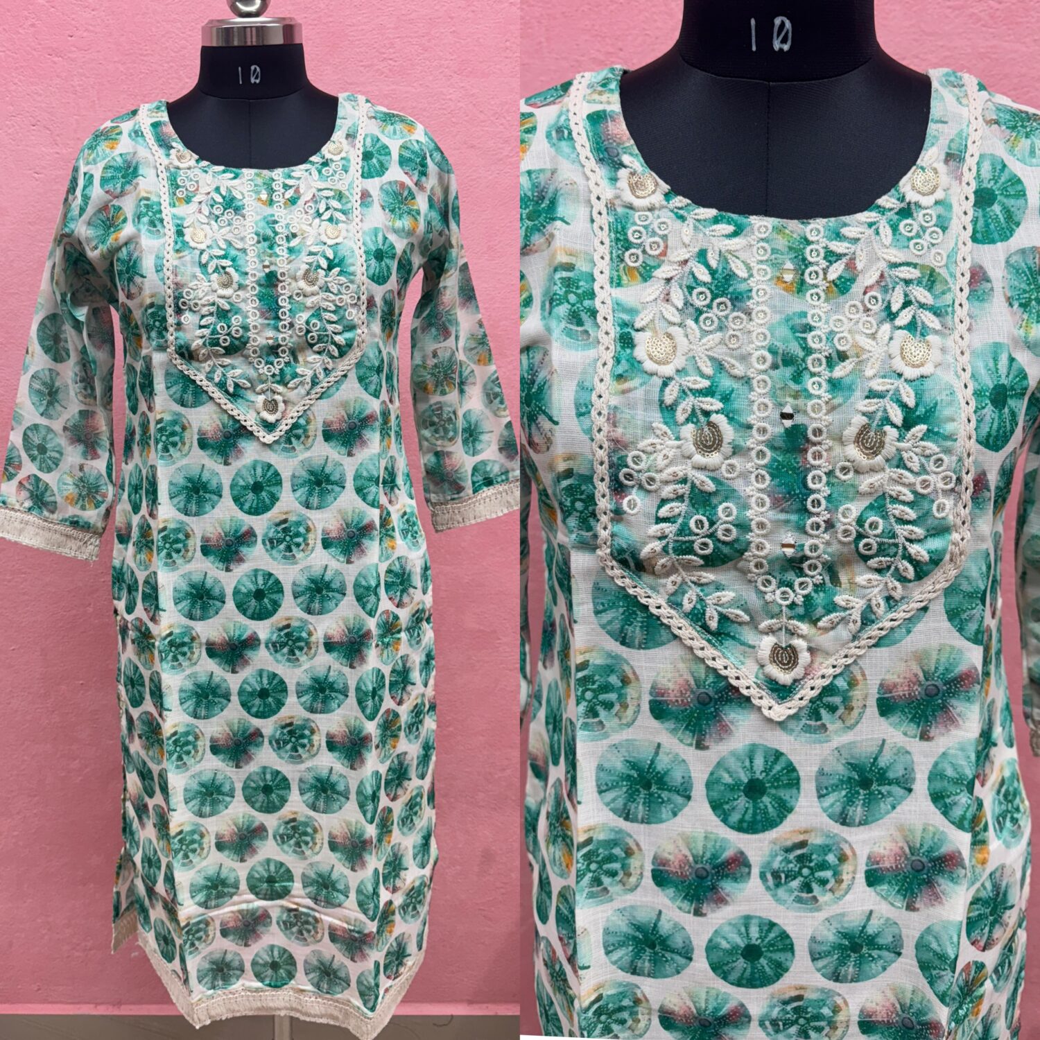 Green Floral Printed Kurti