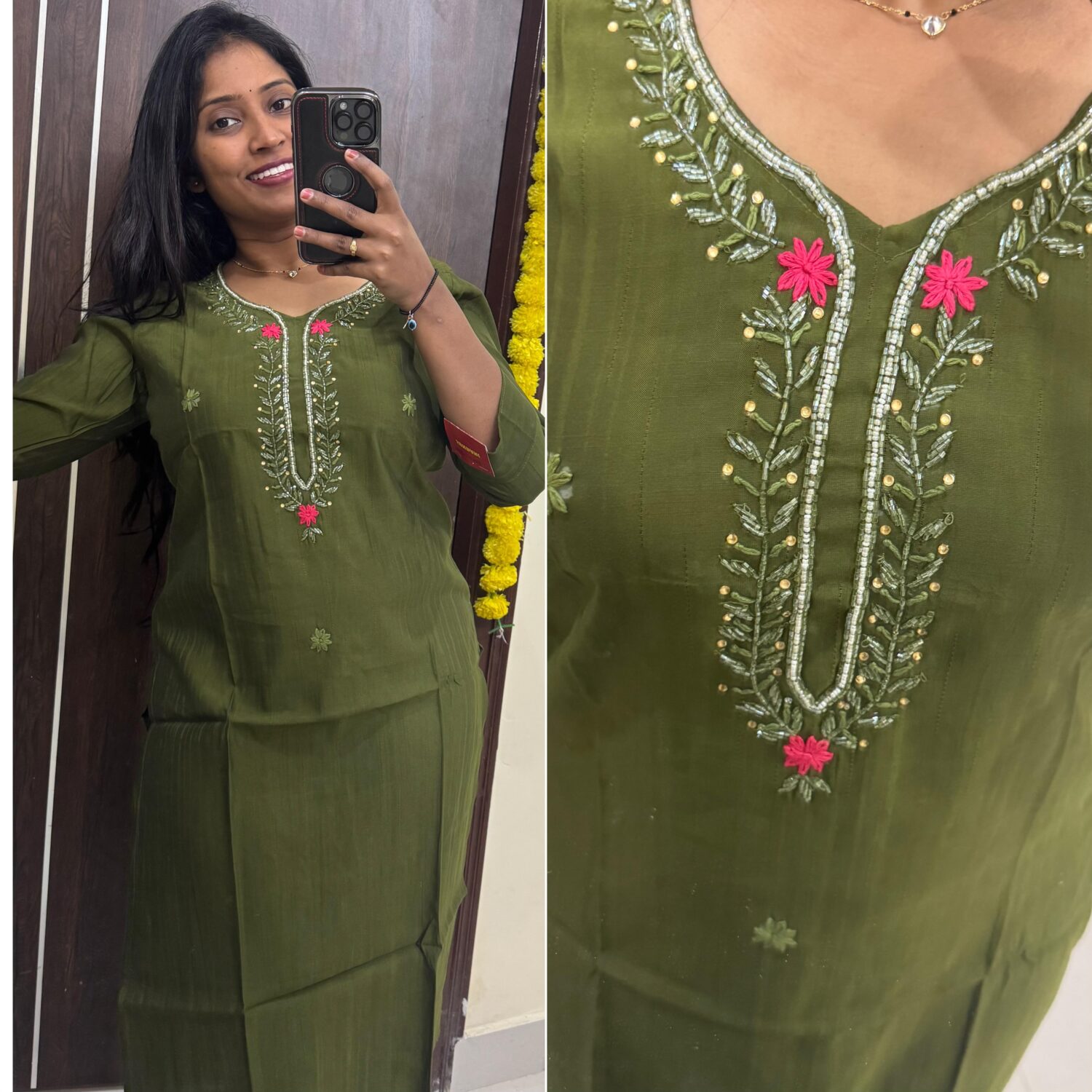 Green Handwork Kurta