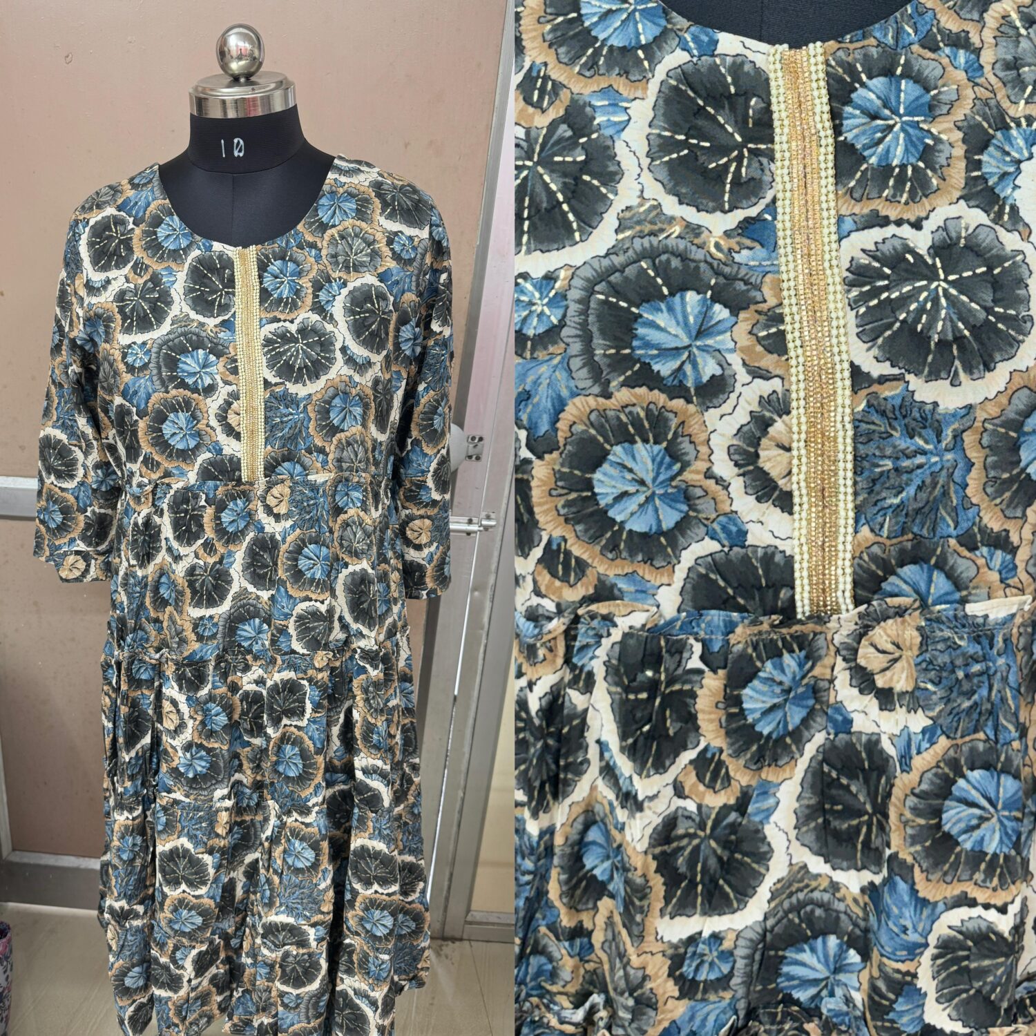 Umbrella Blue Print Kurti  – PMK003