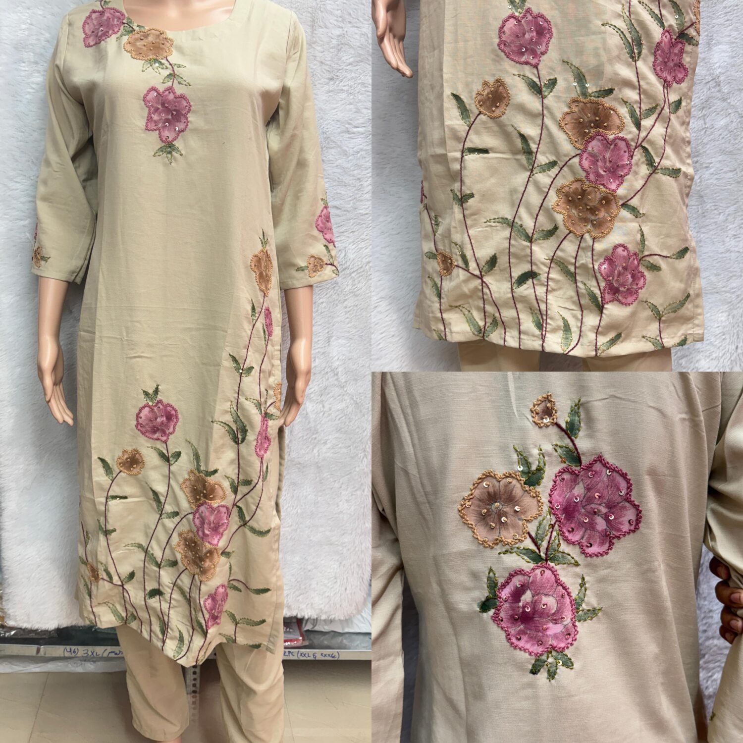 Cream Hand Embroidery Paint 2pc Set