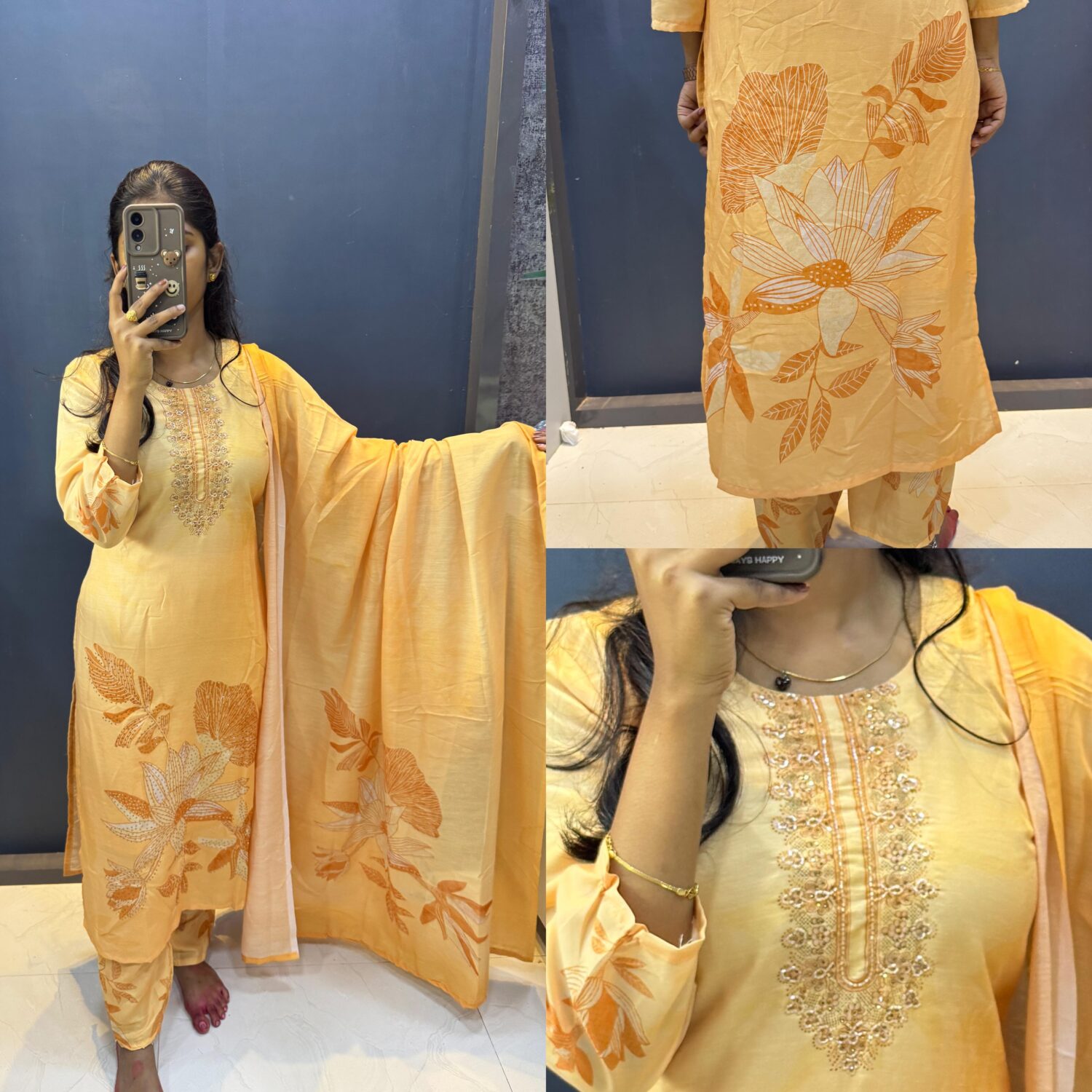 Pure Gandham Cotton Handwork Kurta Set