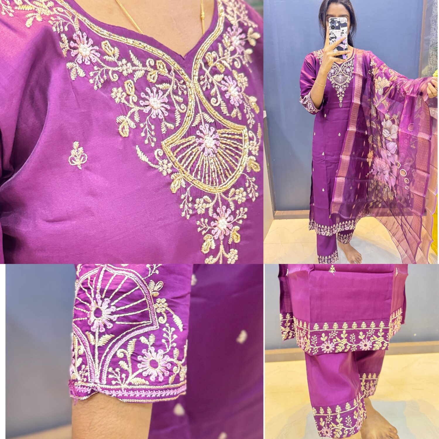 Dark Wine Beats Work Kurta Set