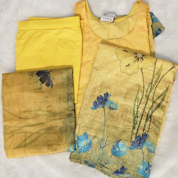 Yellow Dual Shade Work Kurta Set - 1199