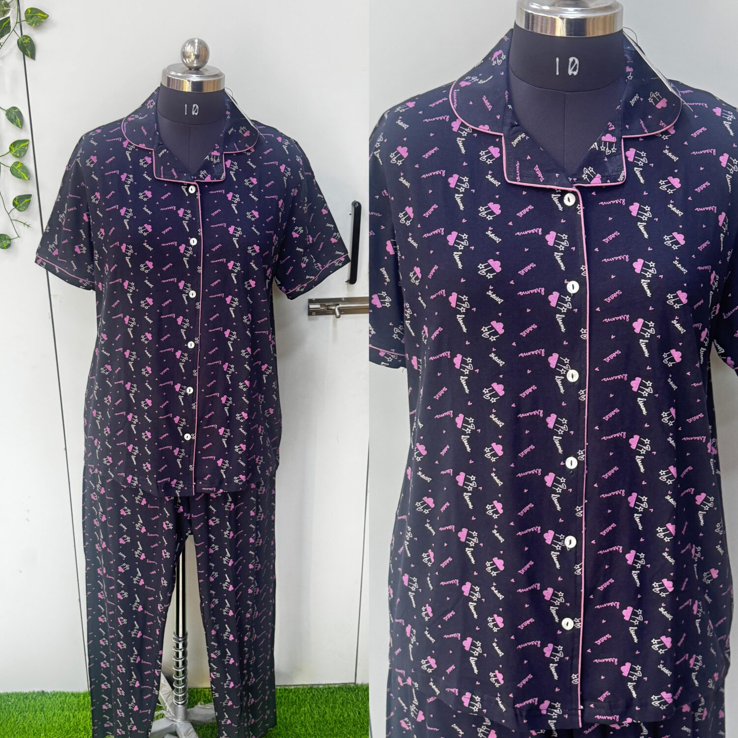 Dark Navy Blue – All over printed – Night Wear