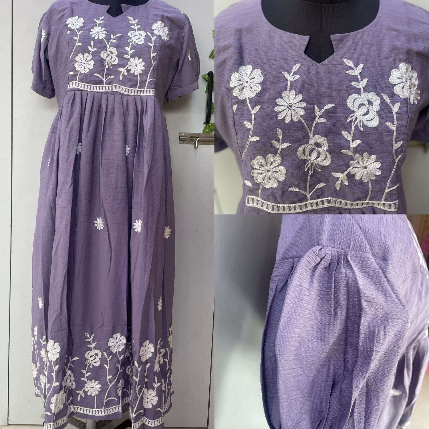 Lavender Frock Thread Work Full Length lining – PMD13