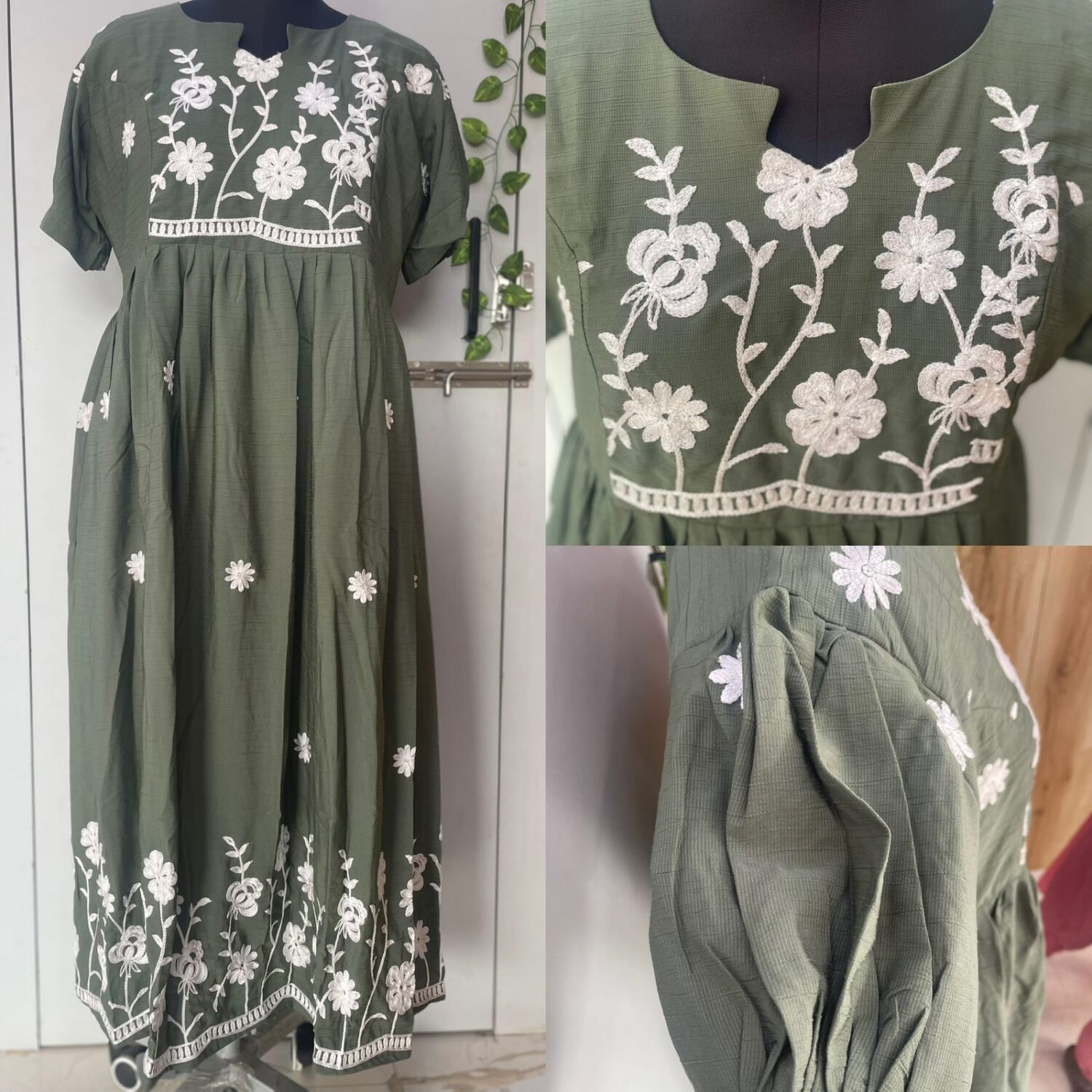 Green Frock Thread Work Full Length lining – PMD10