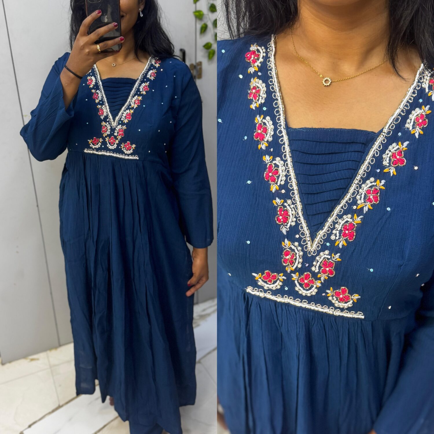 Blue Nyra Cut top with palazzo bottom 2pc set – PMA187