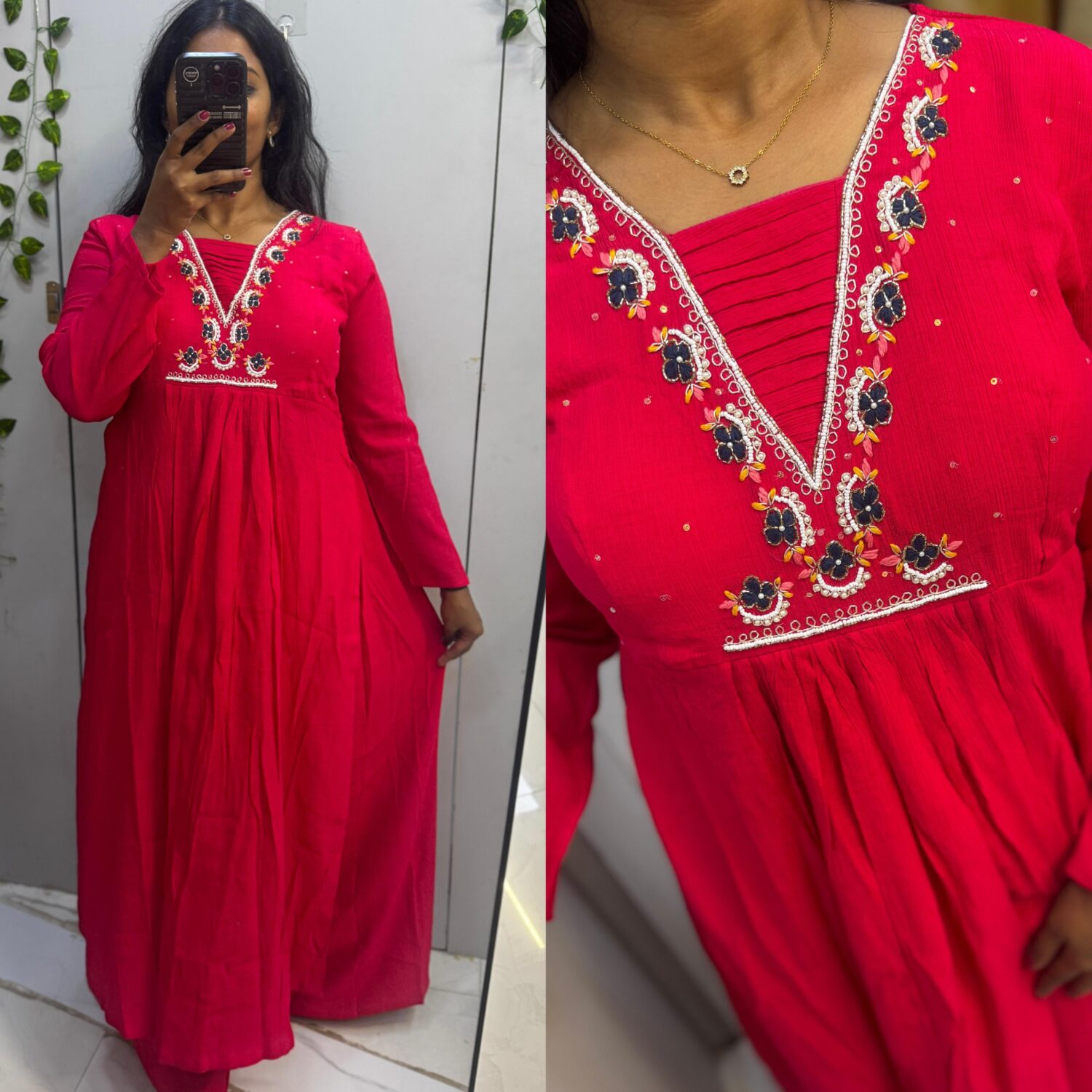 Tomato Red Nyra Cut top with palazzo bottom 2pc set – PMA188