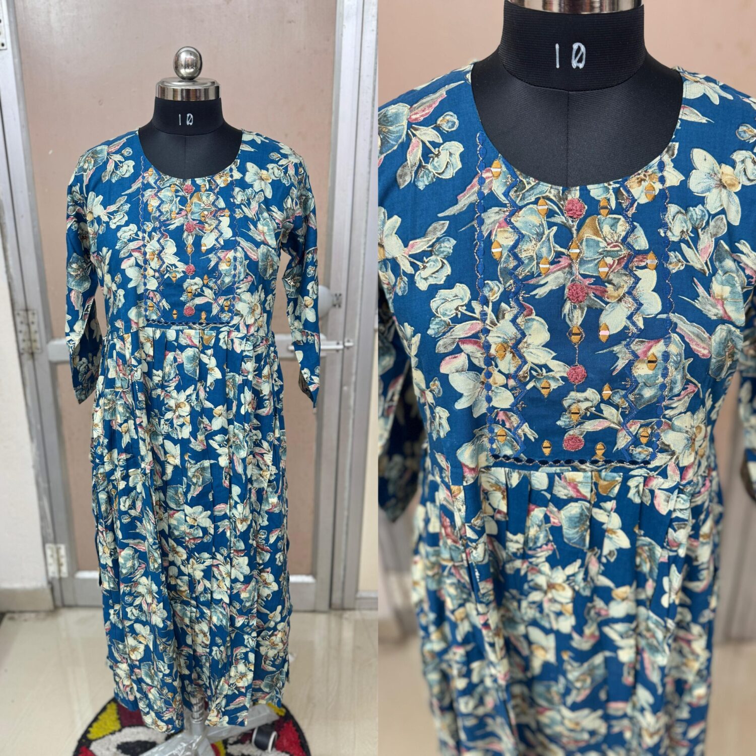 Blue Colour with Print Design Kurti  – PMK013