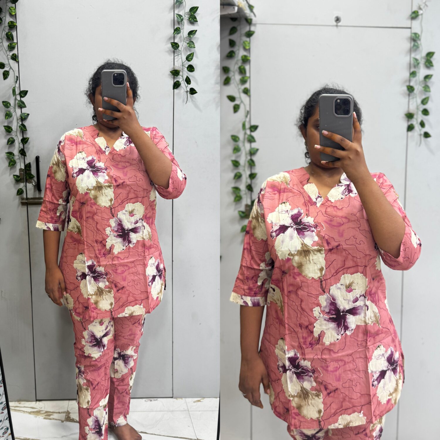 Pink Cotton Fabric Night Suit(2pc – Prefer Next Size) – PMA241