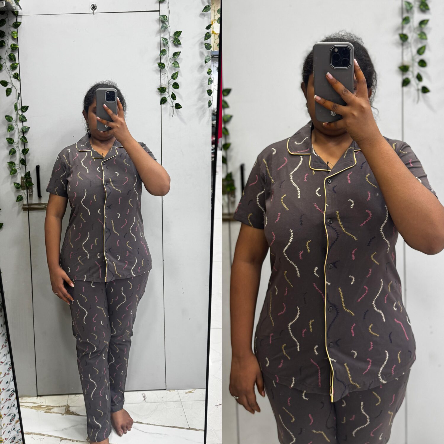 Grey Cotton Fabric Night Suit(2pc – Prefer Next Size) – PMA237