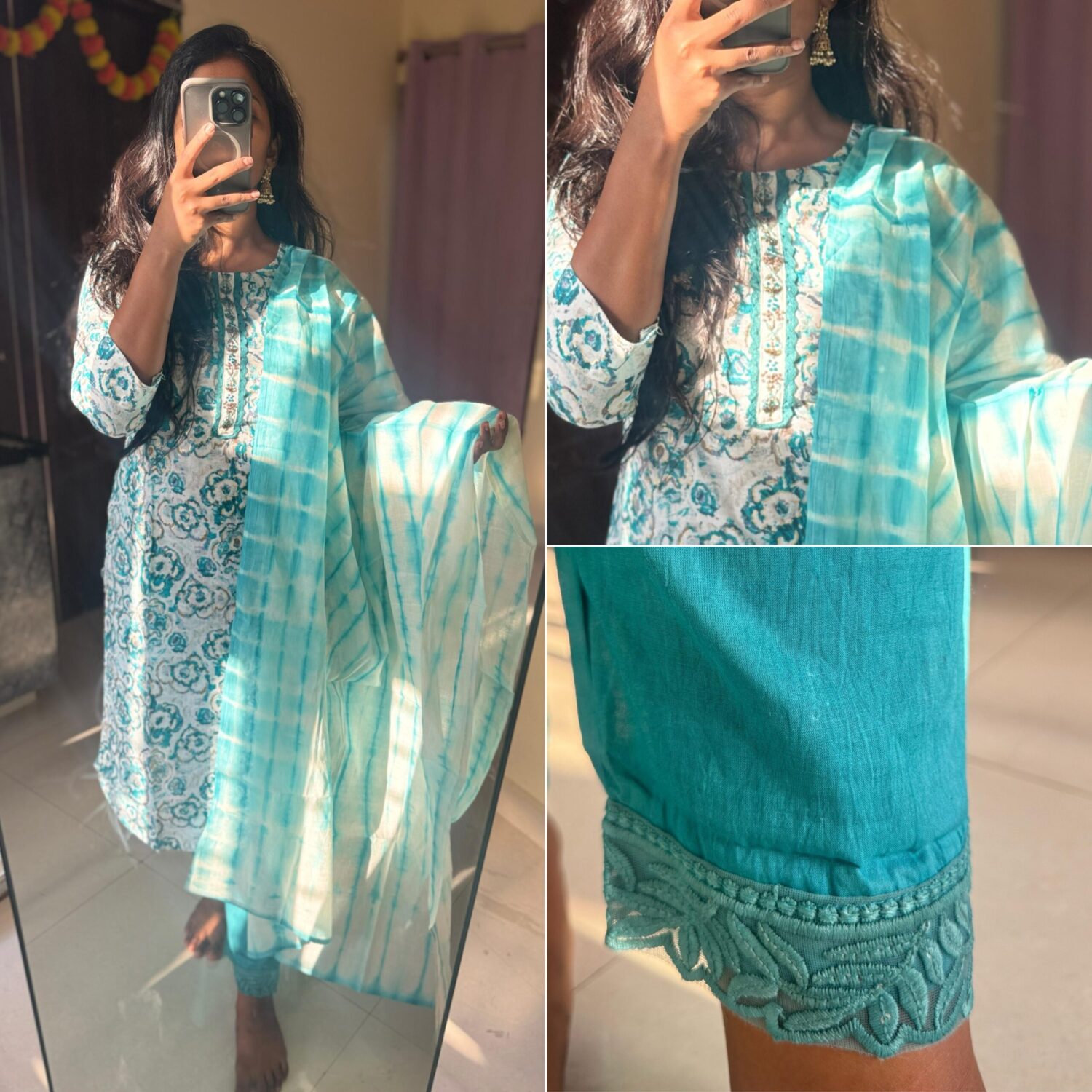 Blue Cotton 3pc kurta set – PMS004