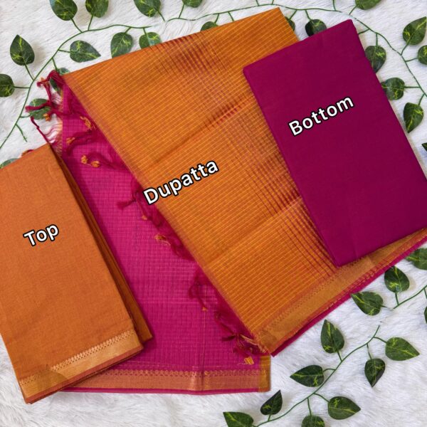 Gandam Yellow Handloom Cotton Weaved 3pc Unstitched Dress material (Each 2.5m) – PMK24