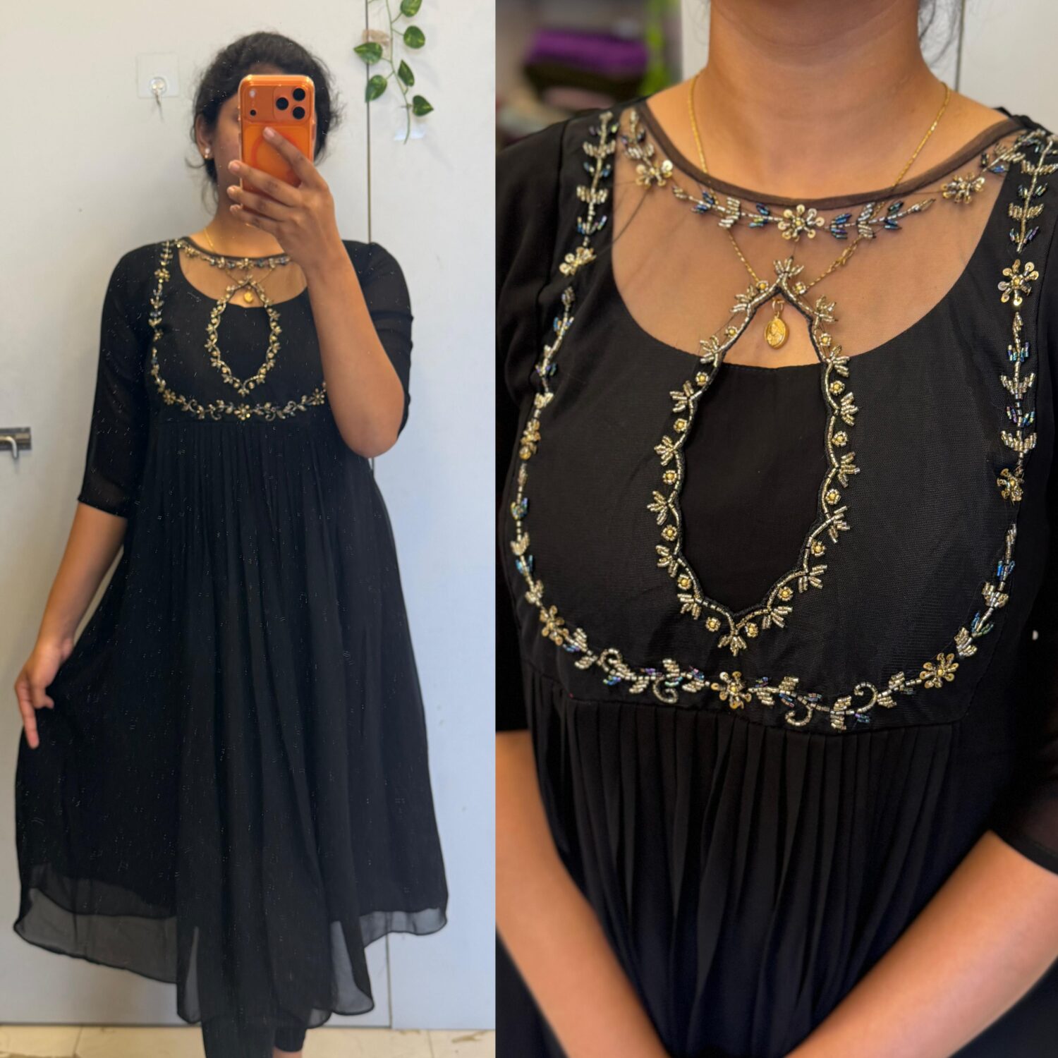 Black With Handwork Embroidery Georgette Frock – PMG5