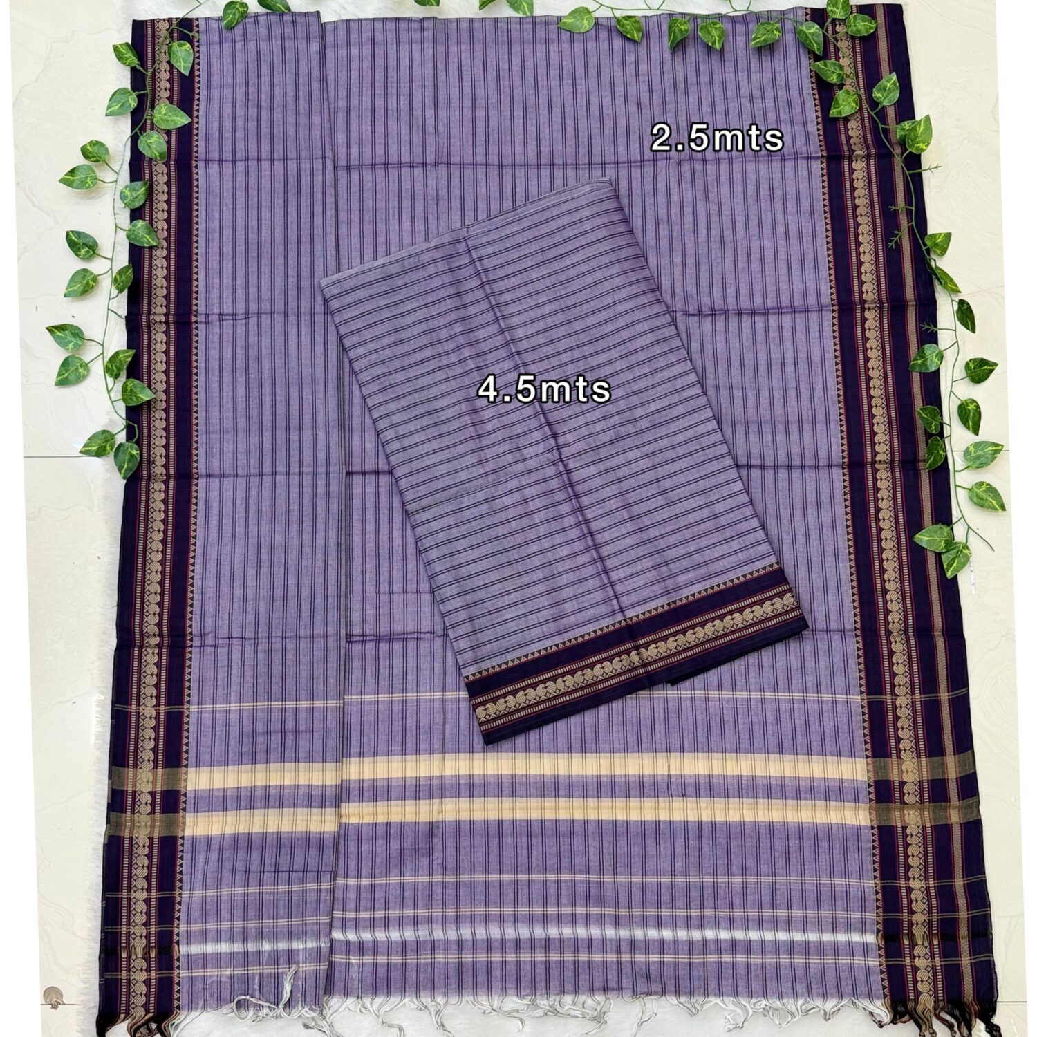 Lavender Pure Narayanapet Checks pattern Top & Bottom(4.5m) Dupatta (2.5m) Unstitched Dress material  – PMK62