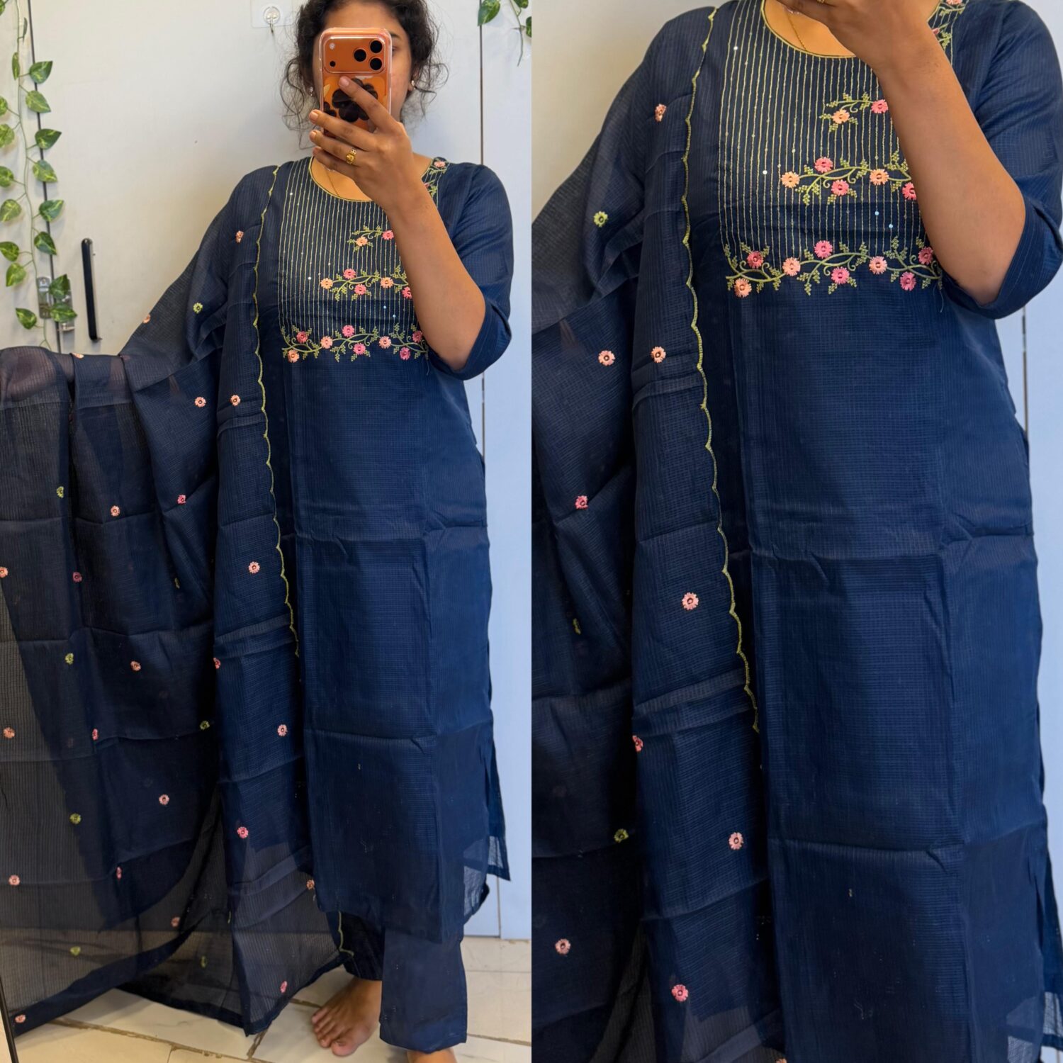 Blue Kota thread Embroidery 3PC kurtha set – PMA550